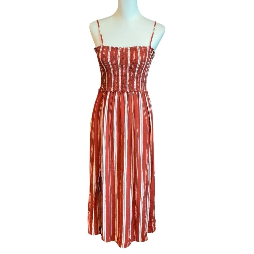 NEW LOOK Red and white striped midi beach dress SZ S